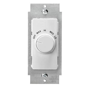 Imagem de Leviton RTF01-10Z IllumaTech 1,5A Controle de Velocidade do Ventilador Rotativo de Passos Silenciosos, Mastro Único, Branco/Marfim/Amêndoa Clara