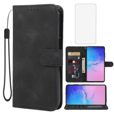 Imagem de Wanyuexes Capa para Galaxy S10 Lite/Galaxy A91/Galaxy M80S SM-G770F Capa carteira com protetor de tela de vidro temperado, capa de celular flip de couro com suporte para cartão de crédito para Samsung