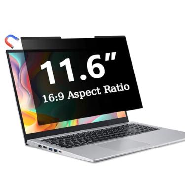 Imagem de ZOEGAA Filtro magnético de privacidade para laptop de 11,6 polegadas, para tela widescreen removível e reutilizável 16:9, tela de privacidade de laptop de 11,6 polegadas e protetor antiespião anti-luz
