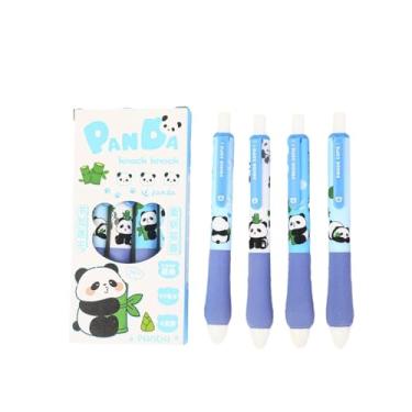 Imagem de Joucien 4 peças/caixa - 0,5 mm esponja bainha imprensa caneta neutra panda fofo secagem rápida pega macia caneta neutra - panda azul