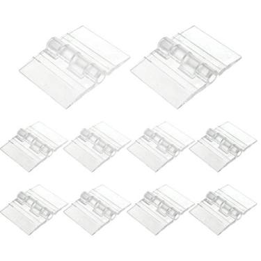 Imagem de Quluxe 10 peças de dobradiças de acrílico transparente de plástico, mini ferragens transpassadas para artesanato de caixa (25 × 35 mm/1 x 1,3 polegadas)