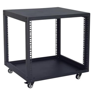 Imagem de WikrOck SC02 9U 48.3 cm Open Frame Network Server AV Gear Equipment Rack Armário de armazenamento móvel com rodízios e uma prateleira - para HsSome Equipamento de som de estúdio de gravação de áudio e