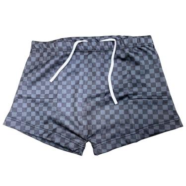 Imagem de Sunga Boxer Infantil Juvenil Xadrez Natação Proteção UV 50-Masculino