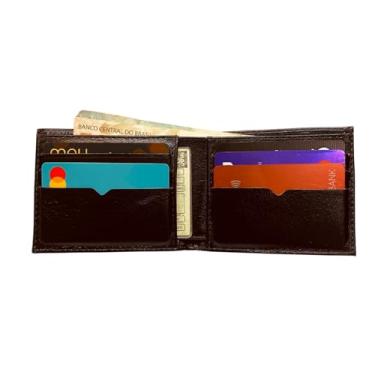 Imagem de Carteira Masculina Couro Legitimo Porta Cnh Porta Documentos (Dark Black)