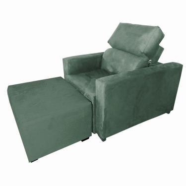 Imagem de Poltrona Sofa Amamentação Retrátil e Reclinável Veneza + Puff Bella Verde