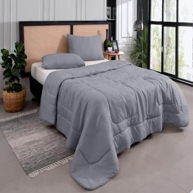 Imagem de Kit Edredom Casal Queen 3 Peças Margarida Cama Box Cor:Cinza