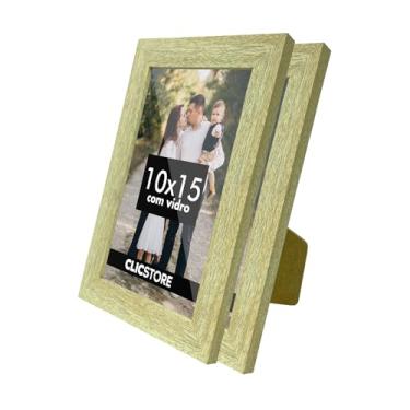 Imagem de Kit 2 Porta Retrato 10x15 A6 Apoio Decorativo Moldura Apoio Com Vidro Foto Decoração (Carvalho)
