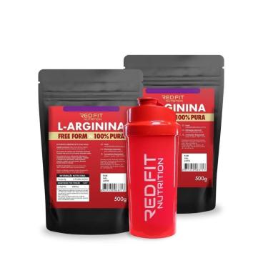 Imagem de Kit Suplemento em Pó Red Fit Nutrition 100% Puro Importado L-Arginina 1Kg ( 02 Packs 500g )-Unissex