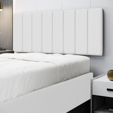 Imagem de Painel Nashira 140 Couro Aradecor, Branco, CASAL PADRãO