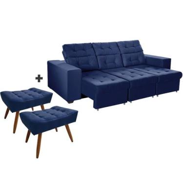 Imagem de Combo de Sofá 3 Lugares Itália Plus 2,10m Retrátil Reclinável com 2 Pu