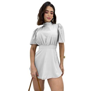 Imagem de Vestido Macaquinho Curto Manga Flare Plissada Soltinho Verão - SWISS B