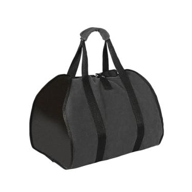 Imagem de Generic Bolsa de transporte de lenha Bolsa de grande capacidade para lareira Suporte de madeira Bolsa de armazenamento de toras para acampamento Caminhadas, Preto