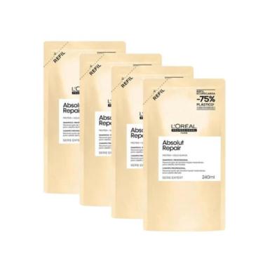 Imagem de Kit 4 Refis Shampoo Absolut Repair Gold 240ml - Loreal