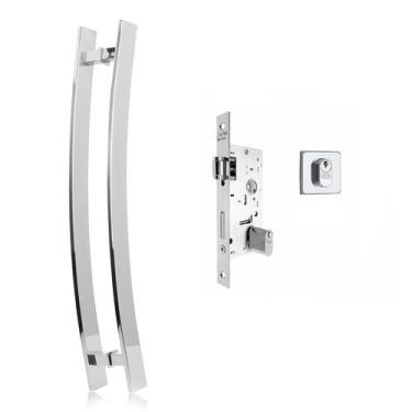Imagem de Puxador Porta Barra curvo C 80cm + fechadura Regulável Po - Concept Ho