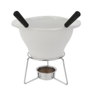 Imagem de Aparelho de Fondue Cerâmica Branco com 4 Peças - ACASA