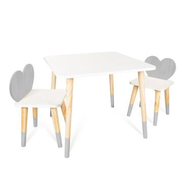 Imagem de Kit Mesa e 2 Cadeiras Infantil Coração - Eita Casa Perfeita, Cinza