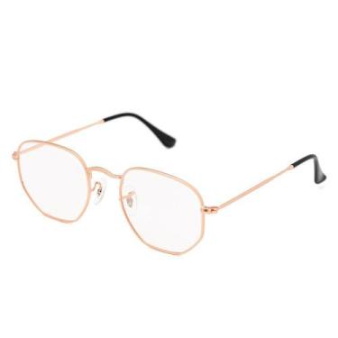 Imagem de Armação Óculos Grau Clipon Masculino 2 Em 1 Hexagonal Dourad - Palas E