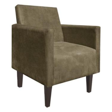 Imagem de Poltrona Decorativa Compacta Jade Suede Marrom Rato com Pés Baixo Chan