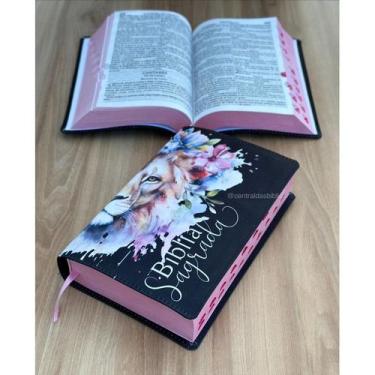 Imagem de Bíblia Preta Leão Safira - ARC com harpa e índice