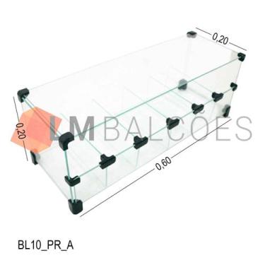 Imagem de Baleiro Expositor Preto de Vidro - 0,60 x 0,20 x 0,20m - LM Balcoes