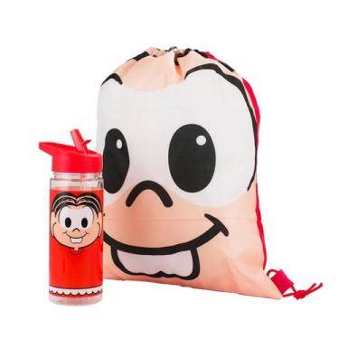 Imagem de Garrafa Plástico 450ml Mochila Sacola Cascão Turma Da Mônica - Taimes