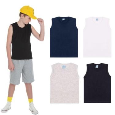 Imagem de Camiseta Regata Básica Infantil 100% Algodão Kit 4 peças - Aymee, Colo