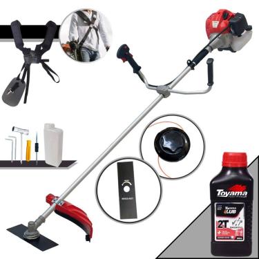 Imagem de Máquina de Cortar Grama Anmax CG520P-TB À Gasolina 52cc 2,2HP 10.000rpm Roçadeira Profissional Lateral C/ Carretel Nylon + Faca 2 Pontas + ÓLEO TOYAMA