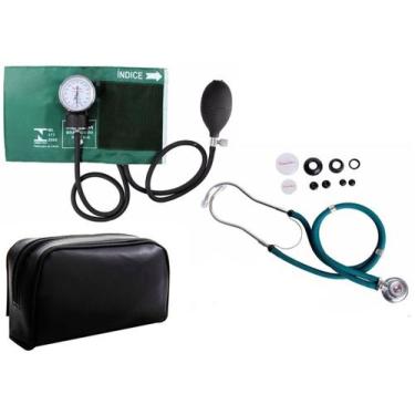Imagem de Kit Esfigmomanômetro + Estetoscópio Rapapport Verde - Premium