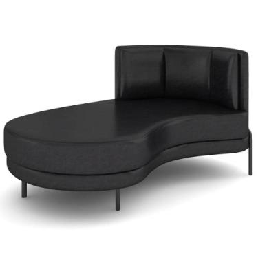 Imagem de Chaise Longue Divã 164cm Braço Direito Logus D06 Sintético Preto - Mpo
