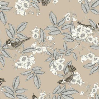 Imagem de  Papel de Parede Vinílico Contemporâneo Romântico Floral Bege 4114 - B