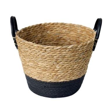 Imagem de Cesto Multiuso De Fibra Natural Com Alça 28x22cm Preto - Paramount Plá