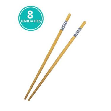 Imagem de Hashi De Bambu 4 Pares Comida Japonesa Palitinho Sushi Oriental - MUND