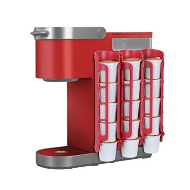 Imagem de STORAGENIE Porta-cápsulas de café para Keurig K-cup, suporte lateral para armazenamento de copos K, perfeito para pequenos balcões (3 linhas/para copos de 15 K, vermelho)