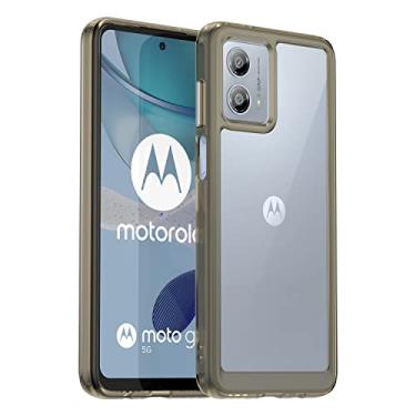 Imagem de HTXWXJC Capa para Moto G53, Motorola G53, XT2335-1 XT2335-2 Capa com protetor de tela, capa rígida de policarbonato transparente à prova de choque fina para Motorola Moto G53 5G preta transparente