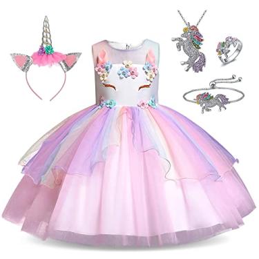Imagem de Roupas de fantasia de princesa unicórnio para meninas – fantasia, joias e faixa de cabeça, Unicórnio princesa 1, 3 Anos
