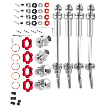 Imagem de RCMYou RC Drive Shaft & Hex Hub Adapters Upgrades Part for 1/10 Slash VXL 4x4,Stampede VXL 4x4,Rustler VXL 4x4,Front Rear CVD Axles w/Hex & 12mm to 17mm Hex Hub Adapters(Red),Silver