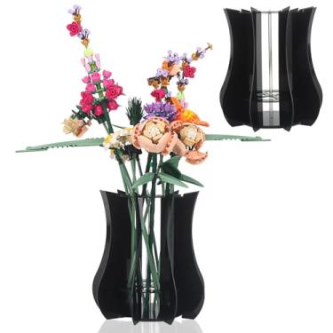 Imagem de Vase for Lego Flowers, Acrylic Vase Roses Display Stand fit for Lego Botanical Collection, Orchid Tulips Bouquet Building Sets Display Vase for Tables, Gift for Lego Flowers Lover (Black)