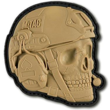 Imagem de M-Tac Remendos de moral PVC 3D - Remendos táticos de crânio de operador para colete, mochilas, chapéus - Patch militar tático com suporte de gancho (coiote)