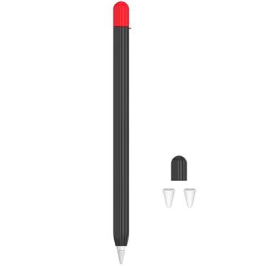 Imagem de Capa de duas cores + 2 capas para Apple Pencil 2ª geração, capa de proteção antiderrapante, capa duotônica de silicone macio para iPad Pro Pen (para Apple Pencil 2ª geração, preta)