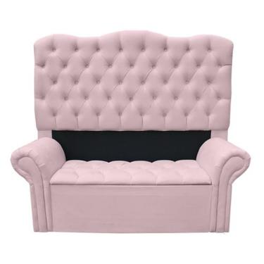 Imagem de Kit Cabeceira + Recamier Baú Agnes Para Cama Box Casal King 195 Cm - S