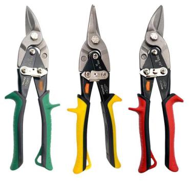 Imagem de Kit 3 Tesoura Aviação 25 cm Corta Chapa Bico Esquerdo Reto Direito Ser