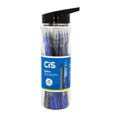 Imagem de Caneta Cis Esferográfica Spiro 0,7mm Azul/Preto - Embalagem com 24 Uni