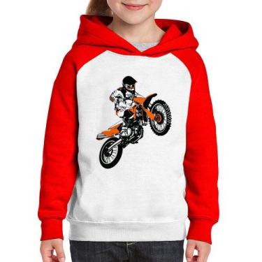 Imagem de Moletom Infantil Motocross Jump Laranja - Foca na Moda, Branco, Vermel