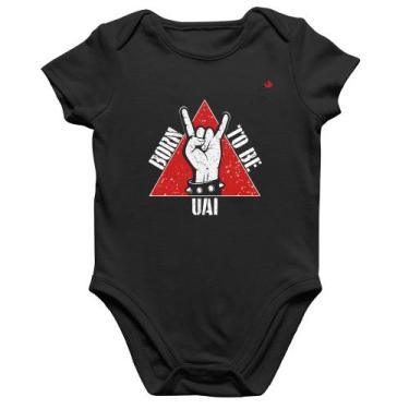 Imagem de Body Bebê Algodão Born to be Uai Rock - Foca na Moda, Preto, M