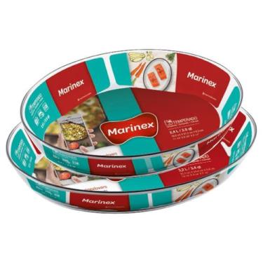 Imagem de 2 Assadeiras Travessa de Vidro Temperado 2 Tamanhos Marinex