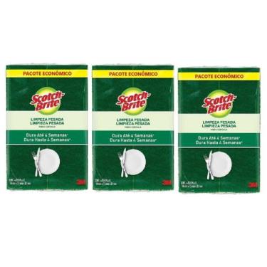 Imagem de Kit 3 Esponja Bucha Limpeza Pesada Scotch-Brite 12UN Antibac