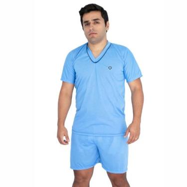 Imagem de Pijama Masculino Verão Camisa Manga Curta com Short Curto Liso - Pijam
