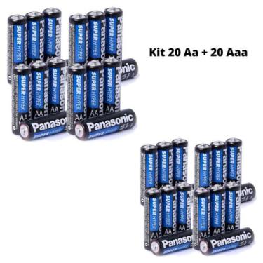 Imagem de Kit Pilha Palito Aaa 20un + Aa 20un Panasonic Comum Original