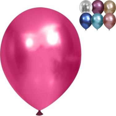 Imagem de Balão Bexiga Cromado, 9 Polegadas Pacote De 25 Unds, Balão Metalizado 