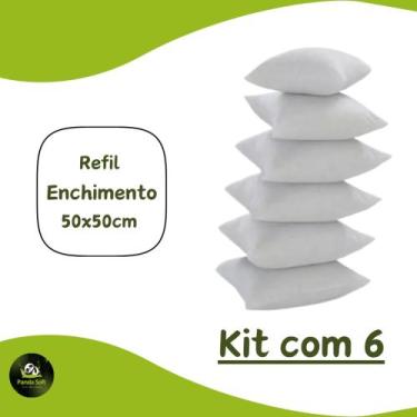 Imagem de Oferta Desconto Kit Revenda 6 Pacotes Enchimento Refil De Almofada 50x